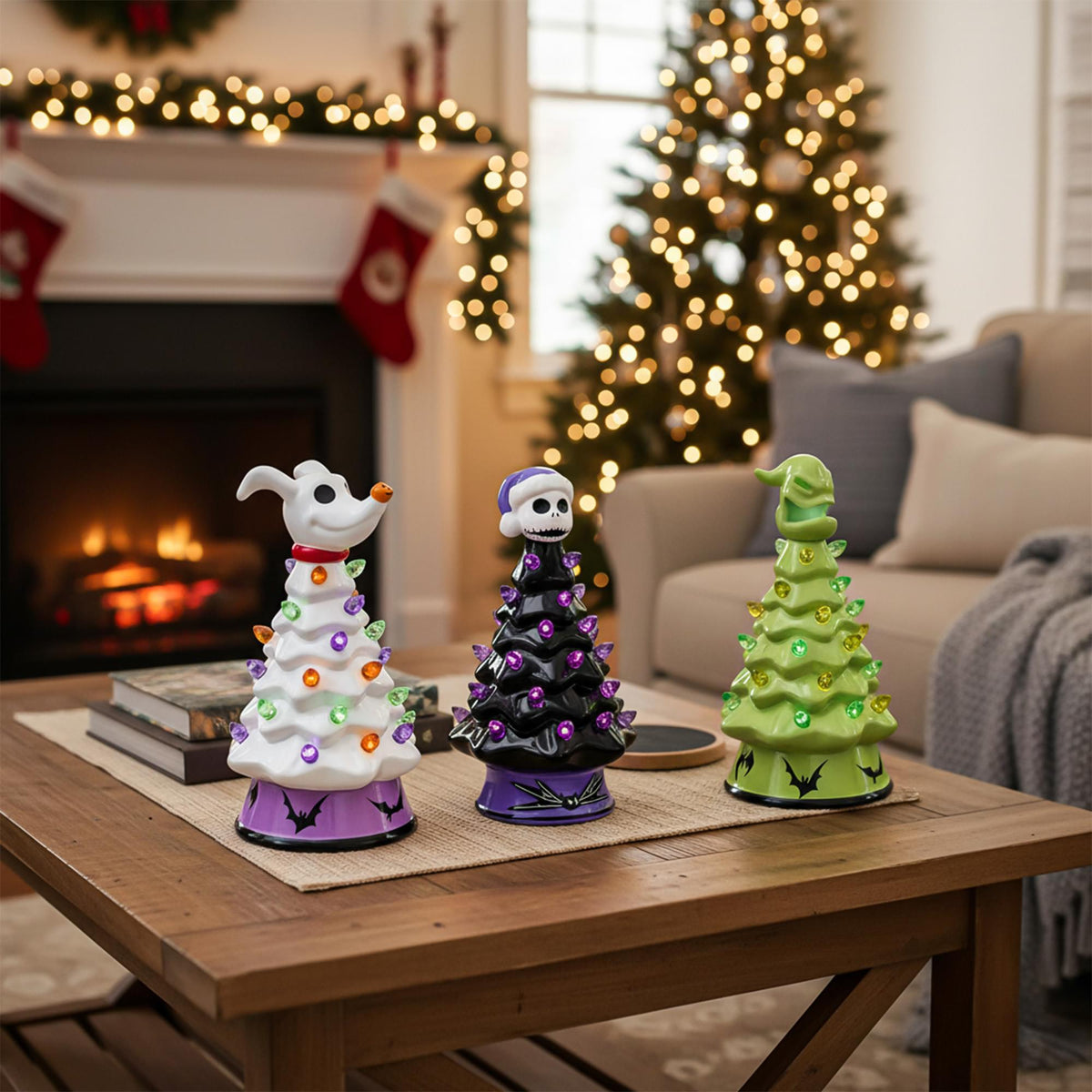 Disney The Nightmare Before Christmas Light-Up Ceramic Christmas Tree Set Of 3