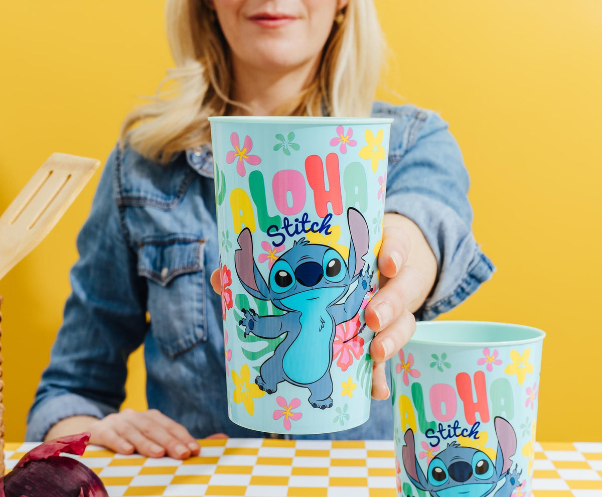 Disney Lilo & Stitch "Aloha" 4-Piece Plastic Cup Set | Each Holds 22 Ounces